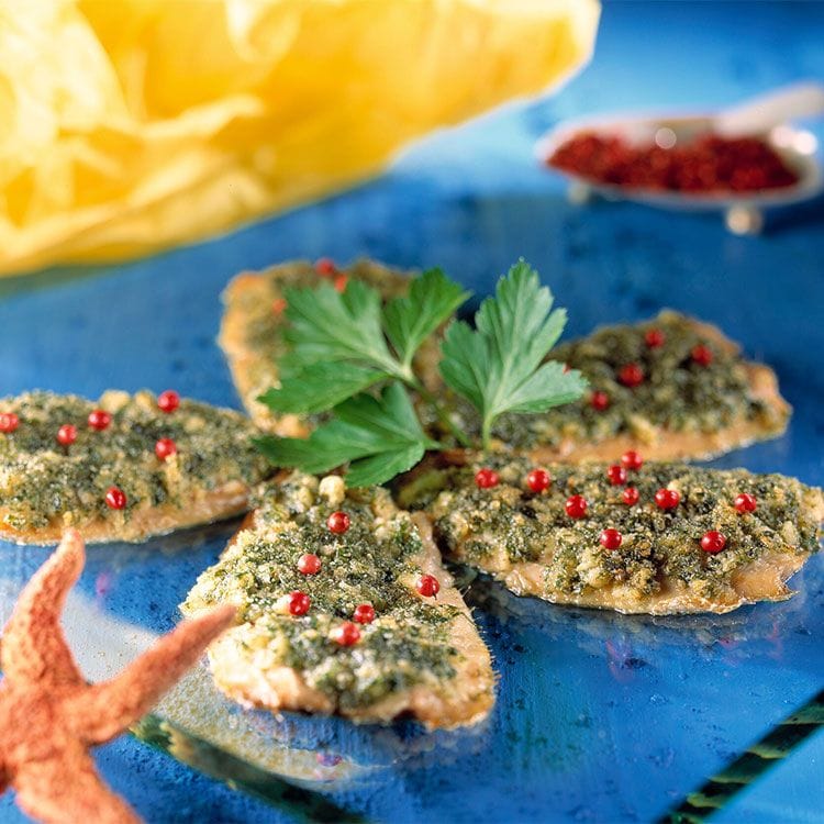 Sardinas al horno con costra de ajo y perejil