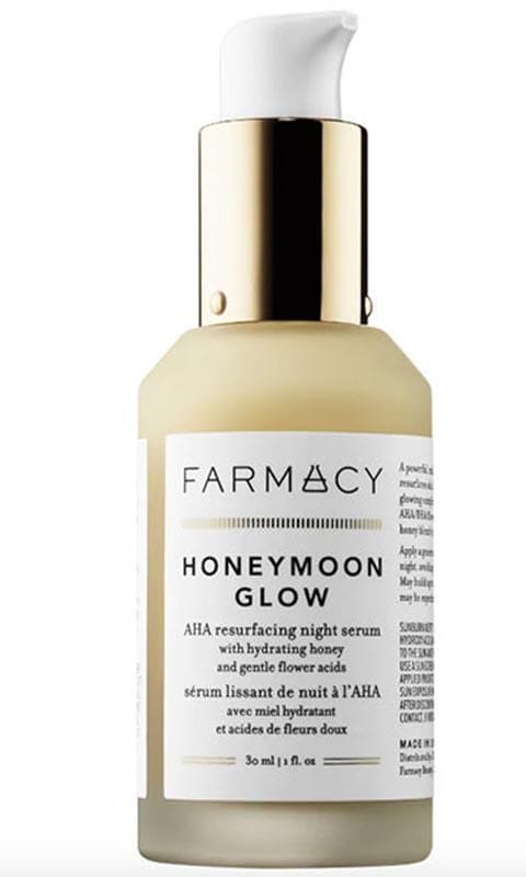 farmacy honeymoon glow aha resurfacing night serum with hydrating honey gentle flower acids