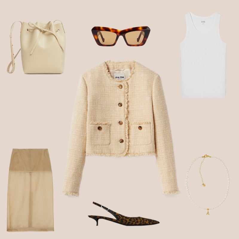 look lady con chaqueta de tweed