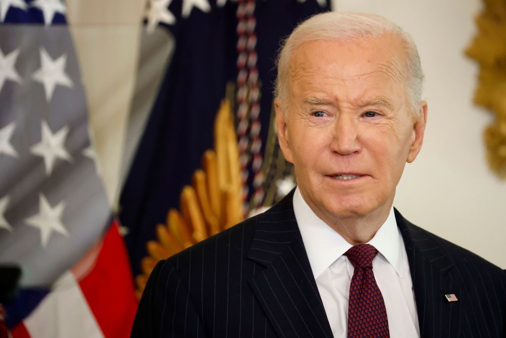 WASHINGTON, DC - NOVEMBER 13: U.S. President Joe Biden addresses the Classroom to Career Summit in the East Room of the White House on November 13, 2024 in Washington, DC. According to the White House, the summit brought 200 education and workforce leaders together with administration officials with the goal of expanding high-quality free community college programs and other educational training in high-demand fields. (Photo by Chip Somodevilla/Getty Images)