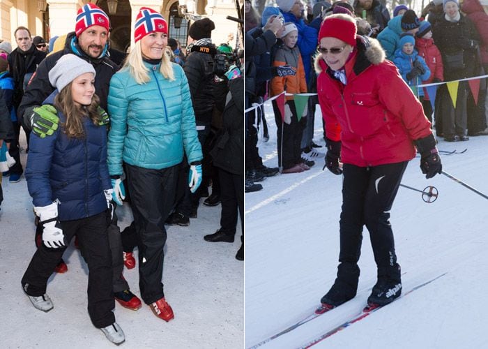 Los príncipes Haakon y Mette-Marit animaron a sus hijos a probar todos los deportes que se habían instalado en la plaza del Palacio de Oslo
