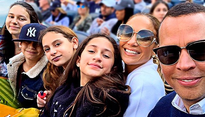 Jennifer Lopez y Alex Rodríguez con sus hijos