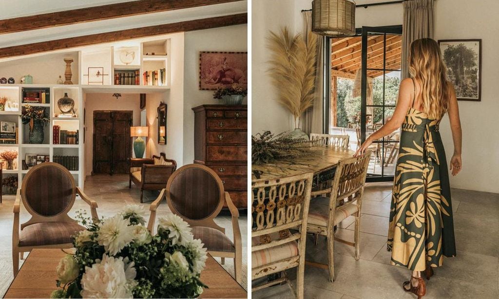 
El salón de la casa, con vigas de madera que simulan los techos de un cortijo tradicional, es perfecto para recibir a los amigos y la familia.
