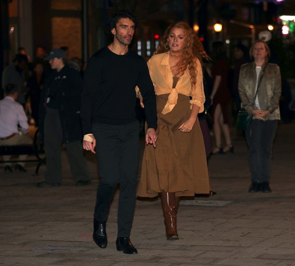 Blake Lively y Justin Baldoni en el rodaje de 'Romper el círculo'.