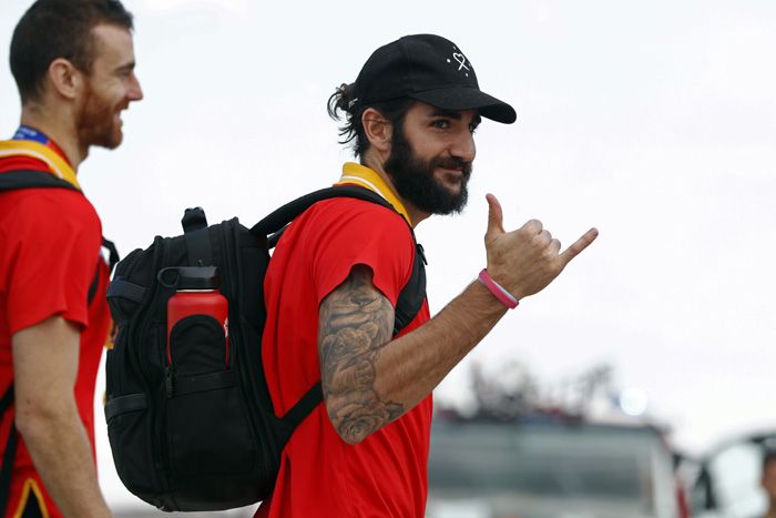 Ricky Rubio en la concentración de España