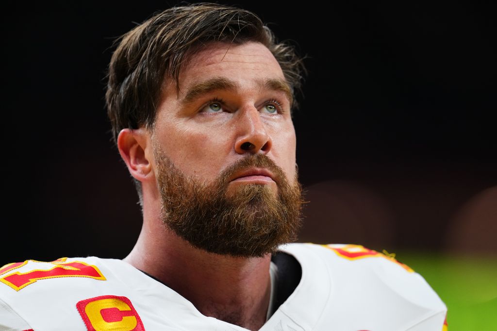 Travis Kelce of the Kansas City Chiefs looks on prior to Super Bowl LIX against the Philadelphia Eagles at Caesars Superdome on February 9, 2025 in New Orleans, Louisiana. (Photo by Cooper Neill/Getty Images)