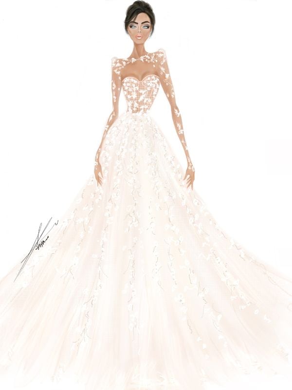 Sketch of Nadia Ferreira's wedding dress