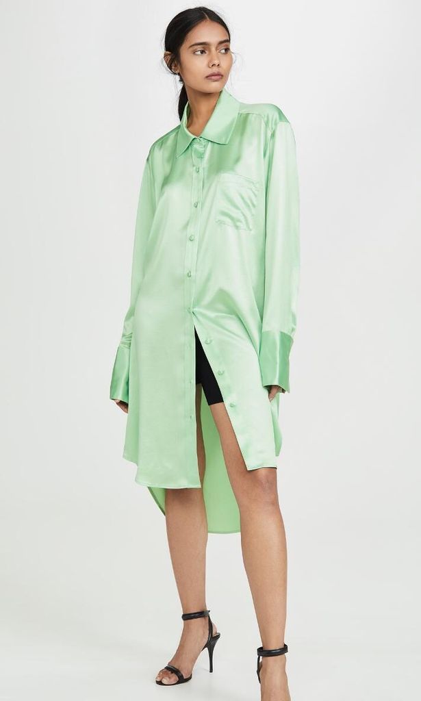 wet shine oversized button down shirt de alexanderwang t