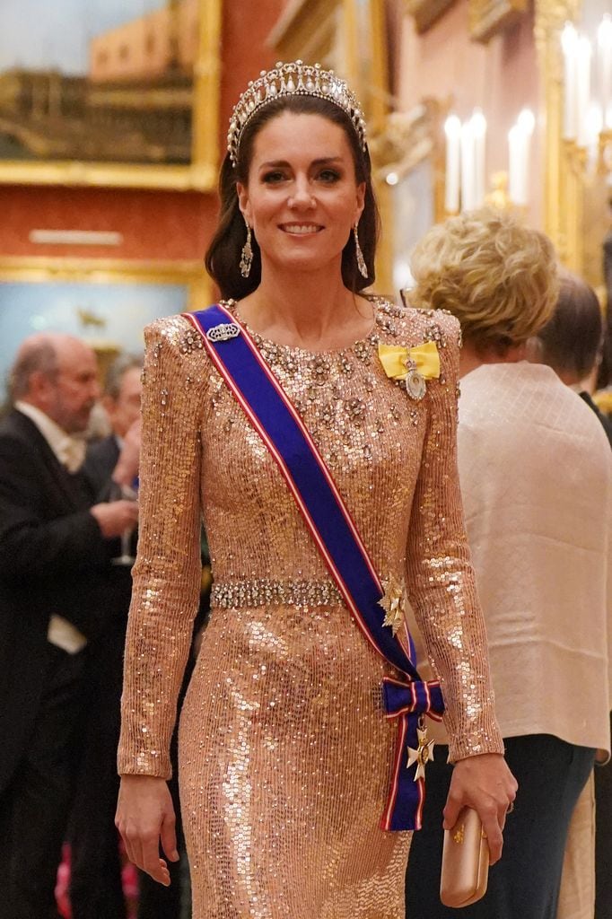 Kate Middleton en la recepción al Cuerpo Diplomático en el Palacio de Buckingham el 5 de diciembre de 2023