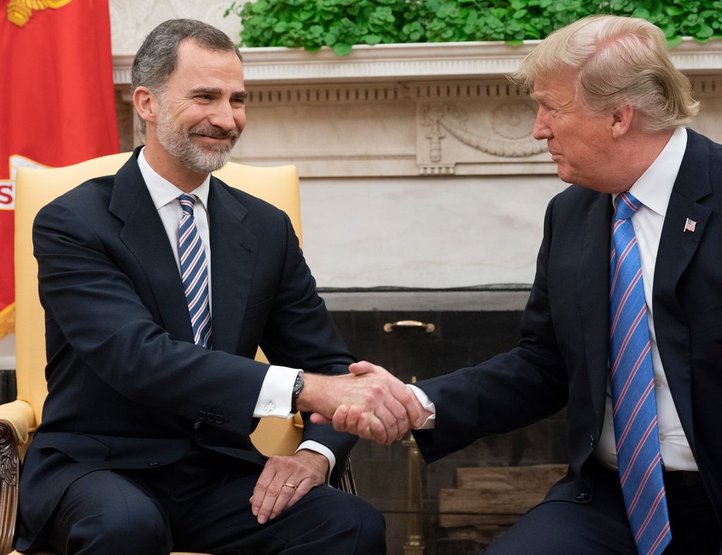 El rey Felipe VI con Donald Trump en 2018