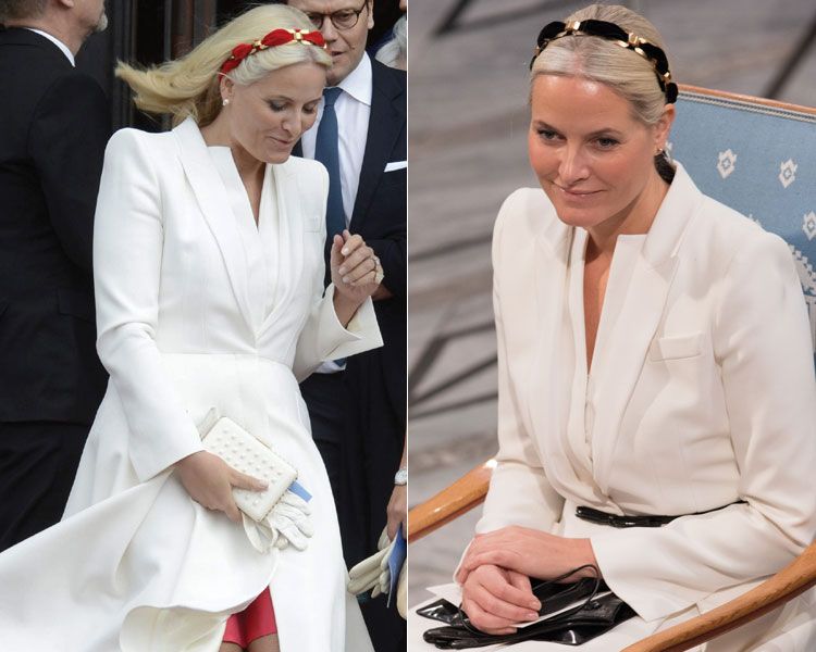 Mette-Marit de Noruega y Victoria de Suecia, dos princesas de blanco a la salida de un de los eventos programados por el 75 cumpleaños de la reina Margarita de Dinamarca
