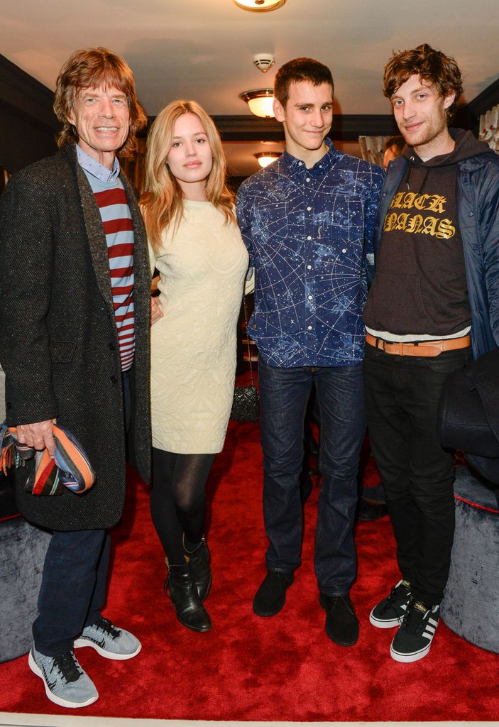 Mick Jagger con sus hijos Georgia May, Gabriel y James en un evento en  2014.