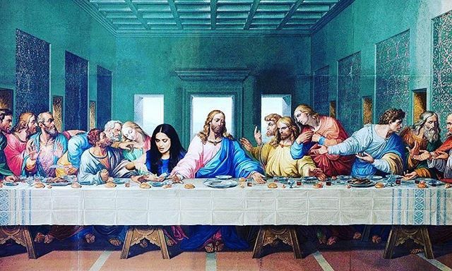 Salma Hayek photoshopped herself into this last supper