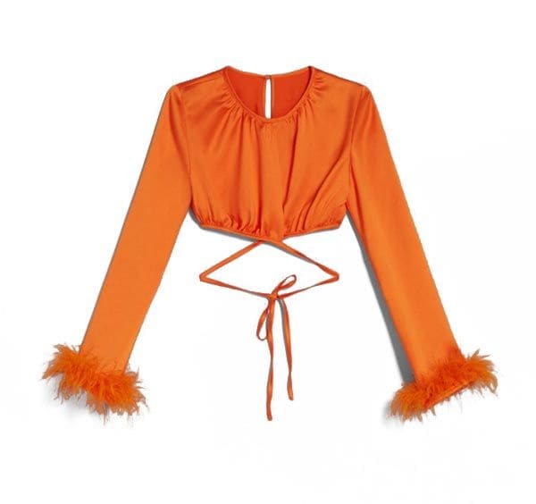 top naranja plumas