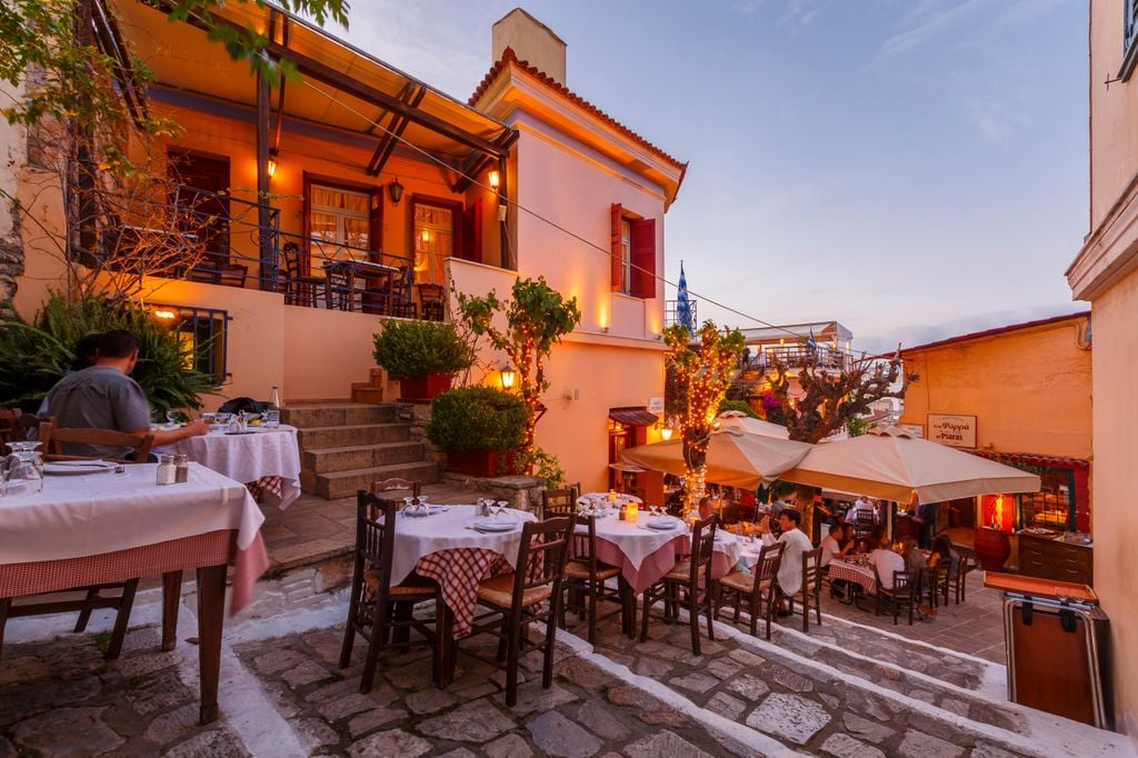 A 'Taverna', typical restaurants in the Plaka neighborhood in Athens