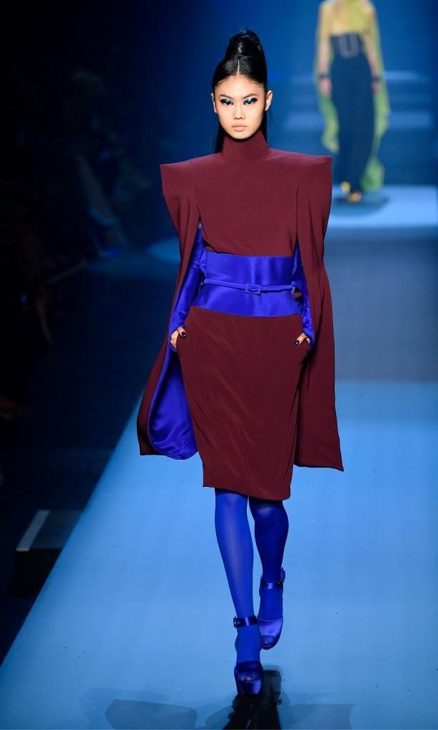 look color block azul y marr n jean paul gaultier haute couture