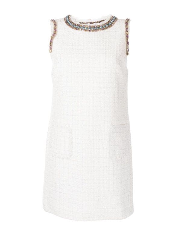 vestido blanco tweed