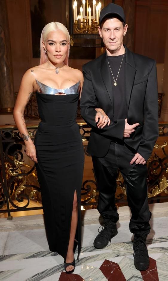 paris france september 30 karol g and casey cadwallader attend the bof500 gala during paris fashion week at shangri la hotel paris on september 30 2023 in paris france photo by victor boyko getty images for business of fashion 