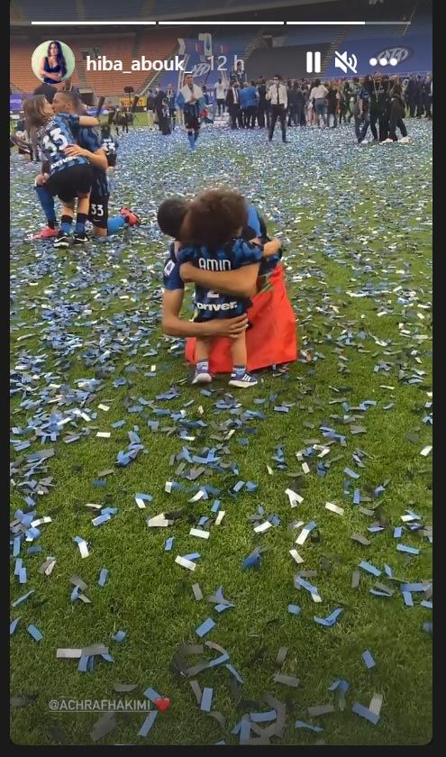 Achraf Hakimi y su hijo Amín