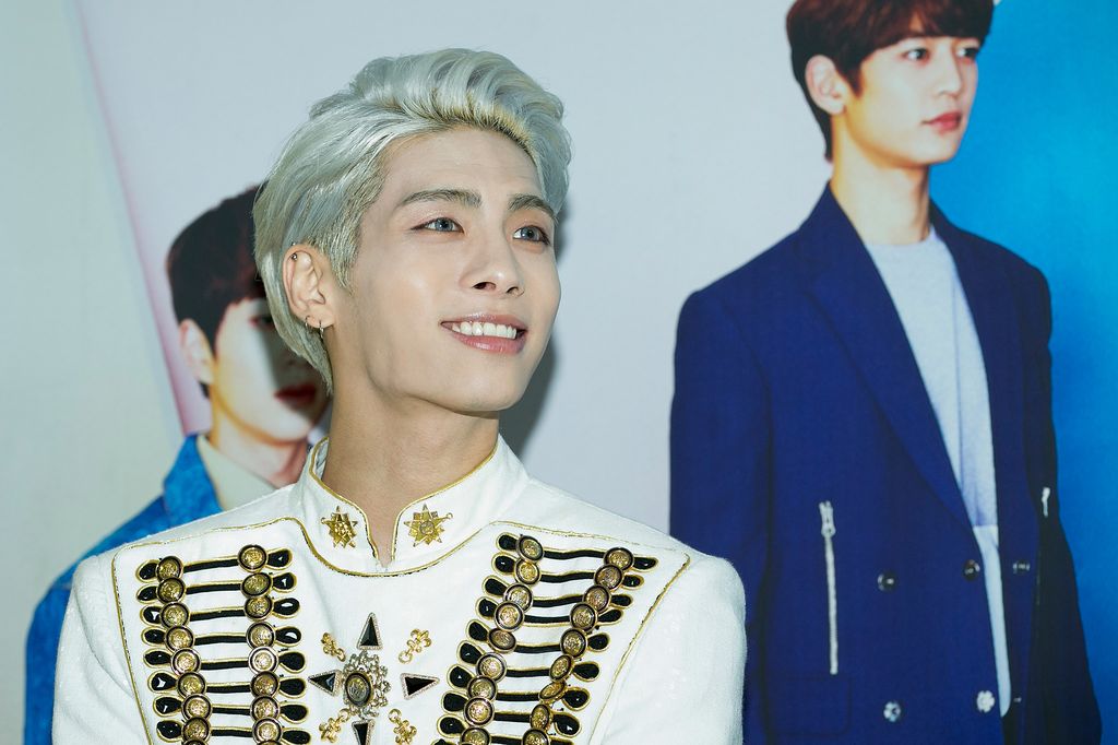 Jonghyun of South Korean boy band SHINee attends the 'SHINee World IV' press conference on May 17, 2015 in Seoul, South Korea.  (Photo by Han Myung-Gu/WireImage)