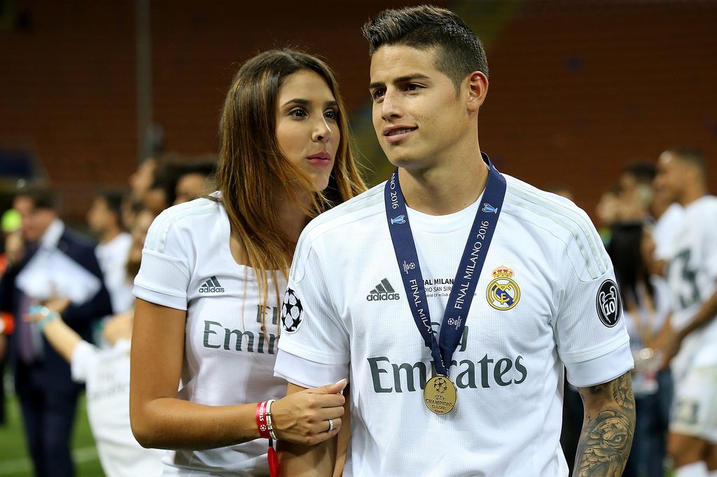 Daniela Ospina junto a James Rodríguez, padre de su hija Salomé.