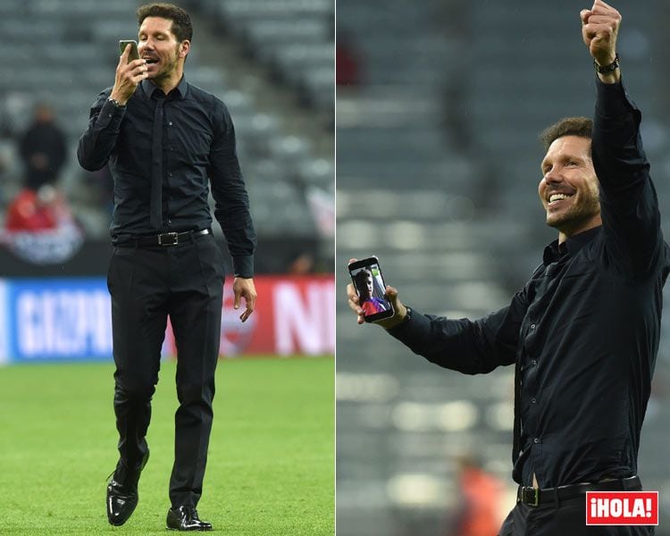 El 'Cholo' Simeone celebró la victoria con sus seres más queridos: los que estaban en Alemania, como Carla, sus padres, su hermana y su sobrino, y los que están lejos, como su hijo Gianluca
