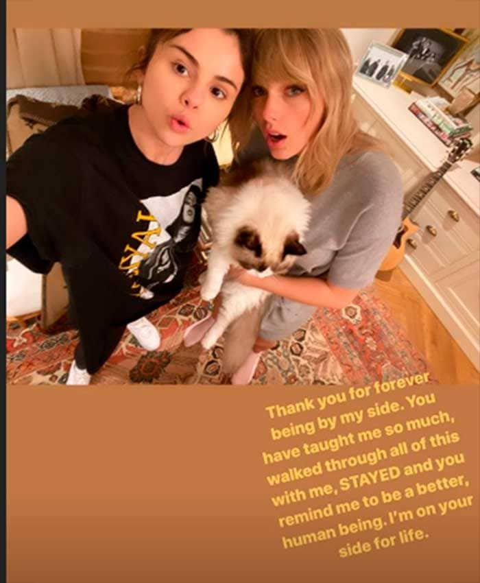 Selena Gomez y Taylor Swift en el post de agradecimiento de Selena