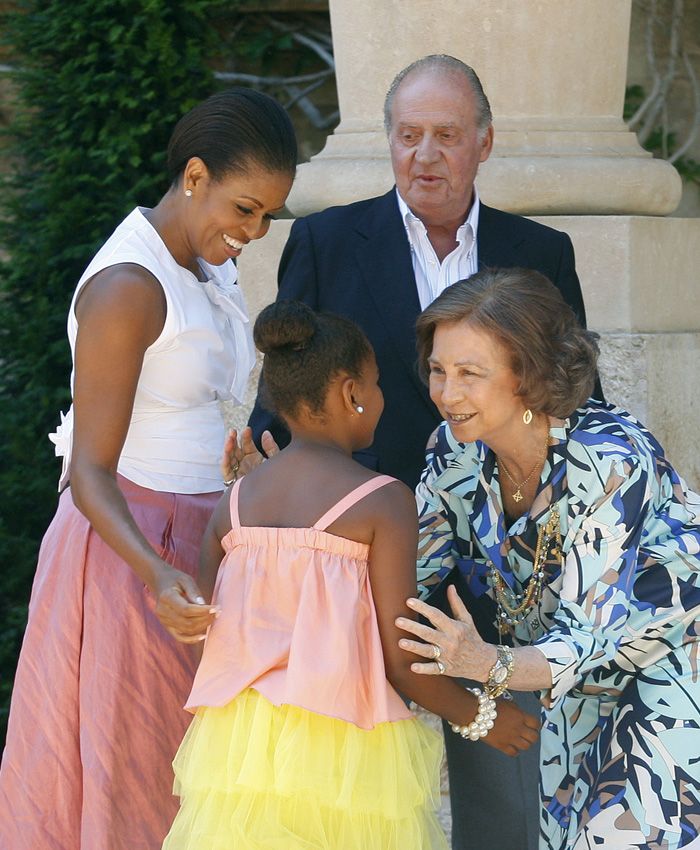 Michelle Obama, su hija pequeña y los Reyes Juan Carlos y Sofía