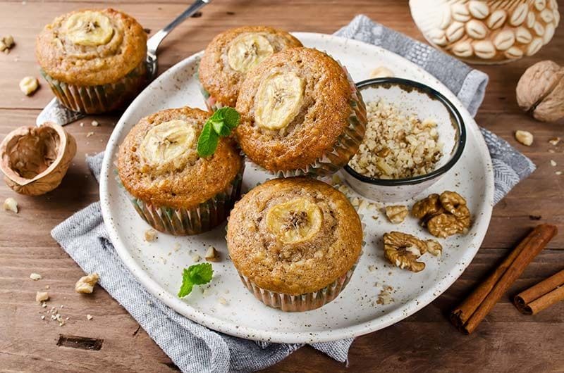 postres recetas platano muffins magdalenas nueces