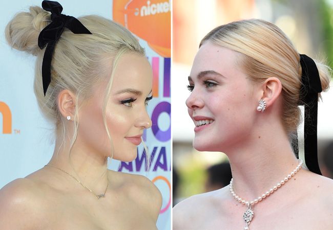 Dove Cameron, Olivia Palermo y Elle Fanning con lazo negro