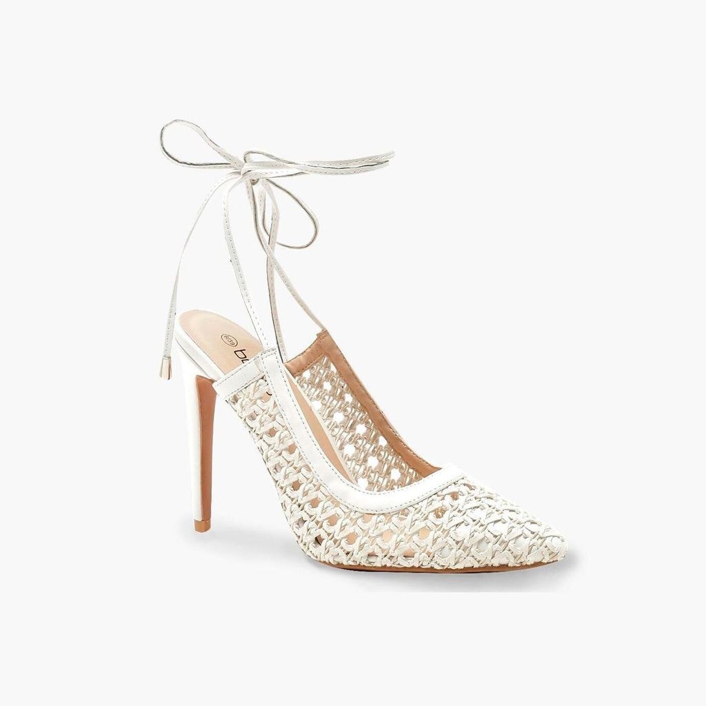 woven wrap pointed court heels de boohoo