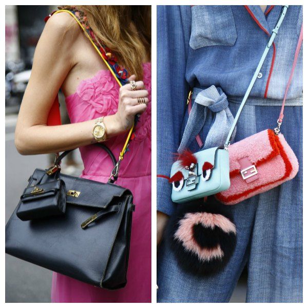 Otro look clave en el terreno accesorios: el Kelly Bag de Hermès, con microbolsito a juego, y correa 'alterada', de Fendi. De Chiara Ferragni.
