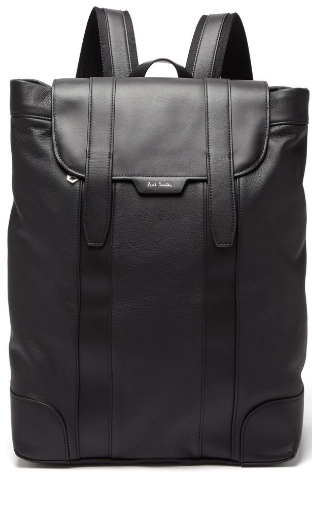 logo print soft grained leather backpack de paul smith