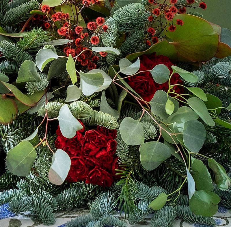 decoracion mesa navidad centro floral vegetal 09
