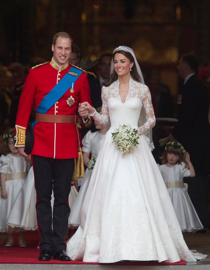 Kate Middleton y el príncipe Guillermo el día de su boda