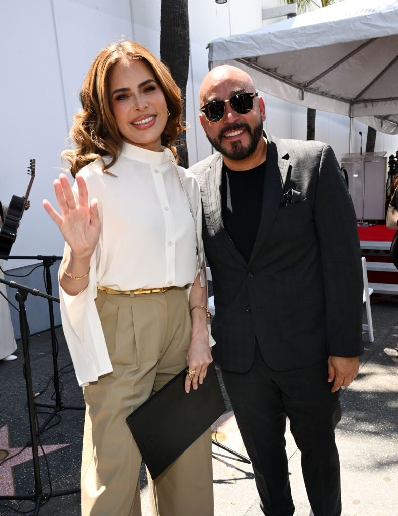 Gloria Trevi and Lupillo Rivera at Jenni Rivera Honored Posthumously With A Star On The Hollywood Walk Of Fame at Capitol Records on June 27, 2024 in Los Angeles, California. (Photo by Michael Buckner/Variety via Getty Images)