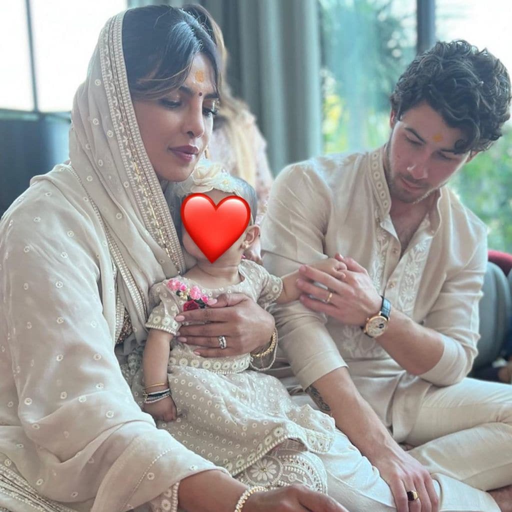 Priyanka Chopra y Nick Jonas en la celebración del primer Diwali con su hija Malti Marie