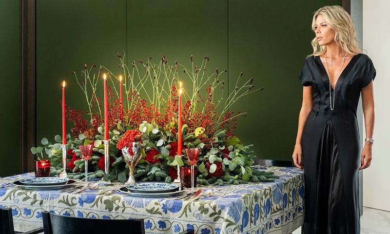 decoracion mesa navidad centro floral vegetal 01