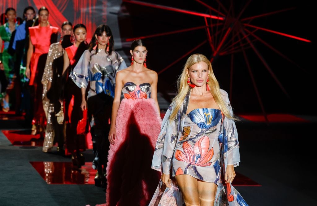 A model wears at collection runway a creation from "Lola Casademunt By Maite during Pasarela Cibeles Mercedes-Benz Fashion Week Madrid 2024 in Madrid, on Saturday, 14 September 2024.