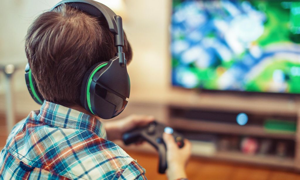 Young kid playing mass multiplayer game online