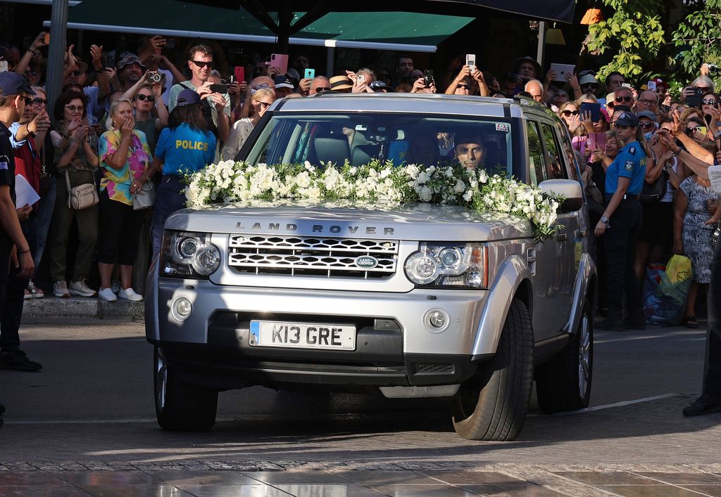 The Land Rover in which Teodora from Greece arrived at her wedding