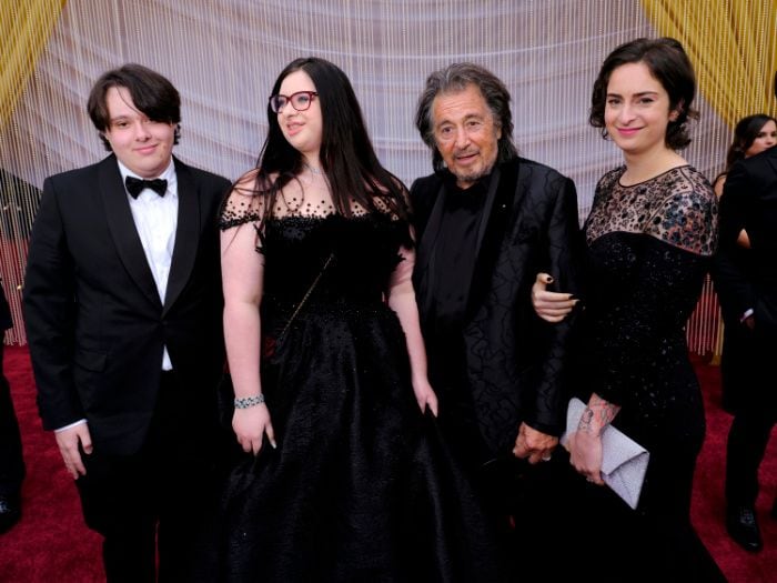 Al Pacino con sus tres hijos en los Oscar 2020