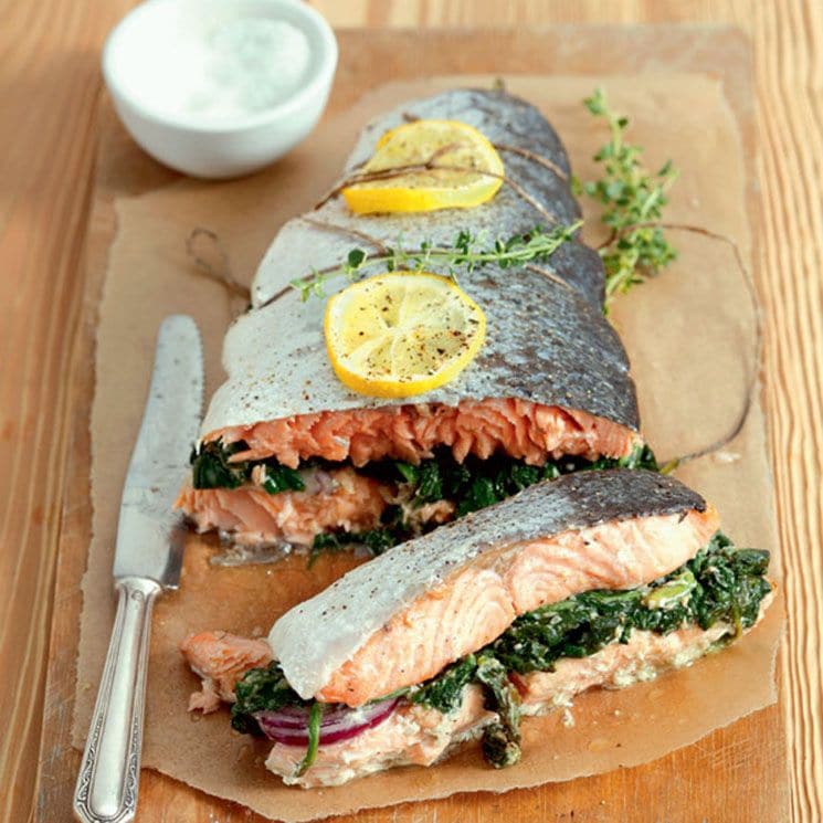 salmon horno relleno verduras