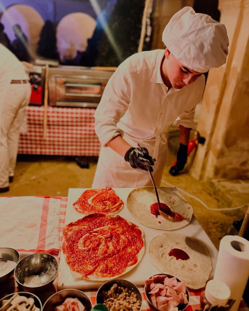 Recena de boda de pizzas en directo