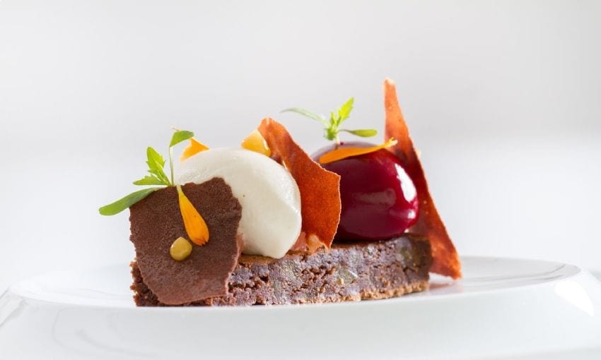 Chocolate y cítricos, postre del restaurante Abiss, en Calpe