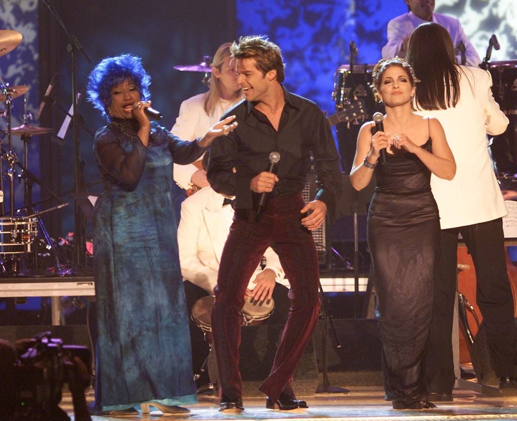 Celia Cruz, Ricky Martin y Gloria Estefan en la primera gala del Latin GRAMMY, en 2000.