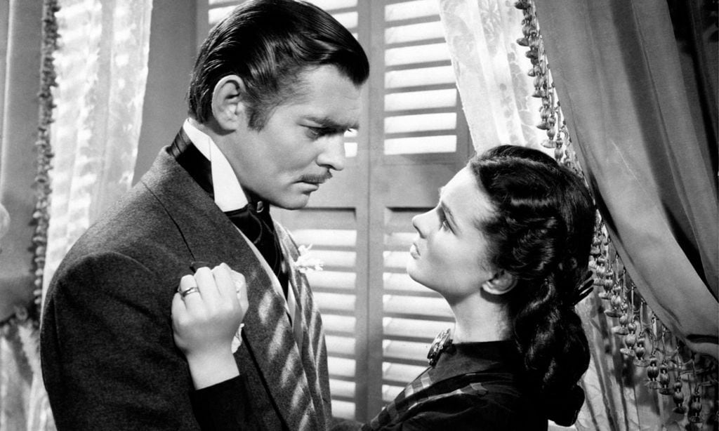 A portrait of Clark Gable and Vivien Leigh in a scene from the movie Gone with the Wind