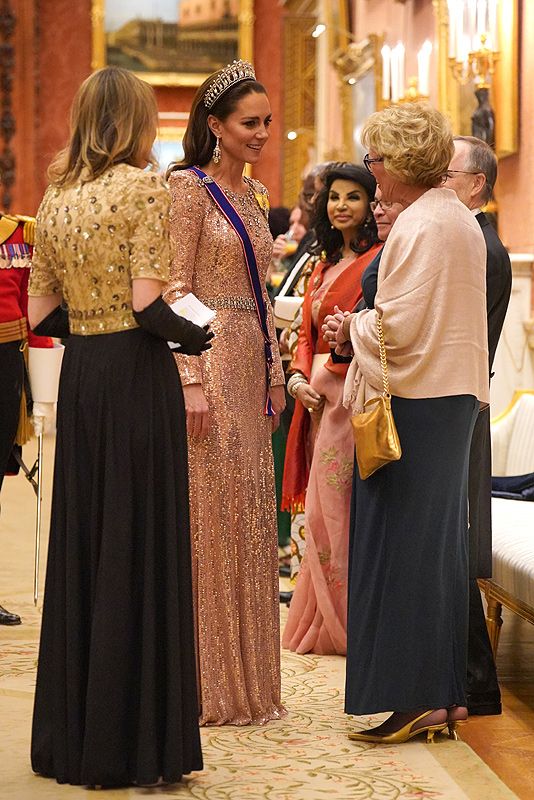 La princesa de Gales en Bucikingham durante la recepción con el cuerpo diplomático