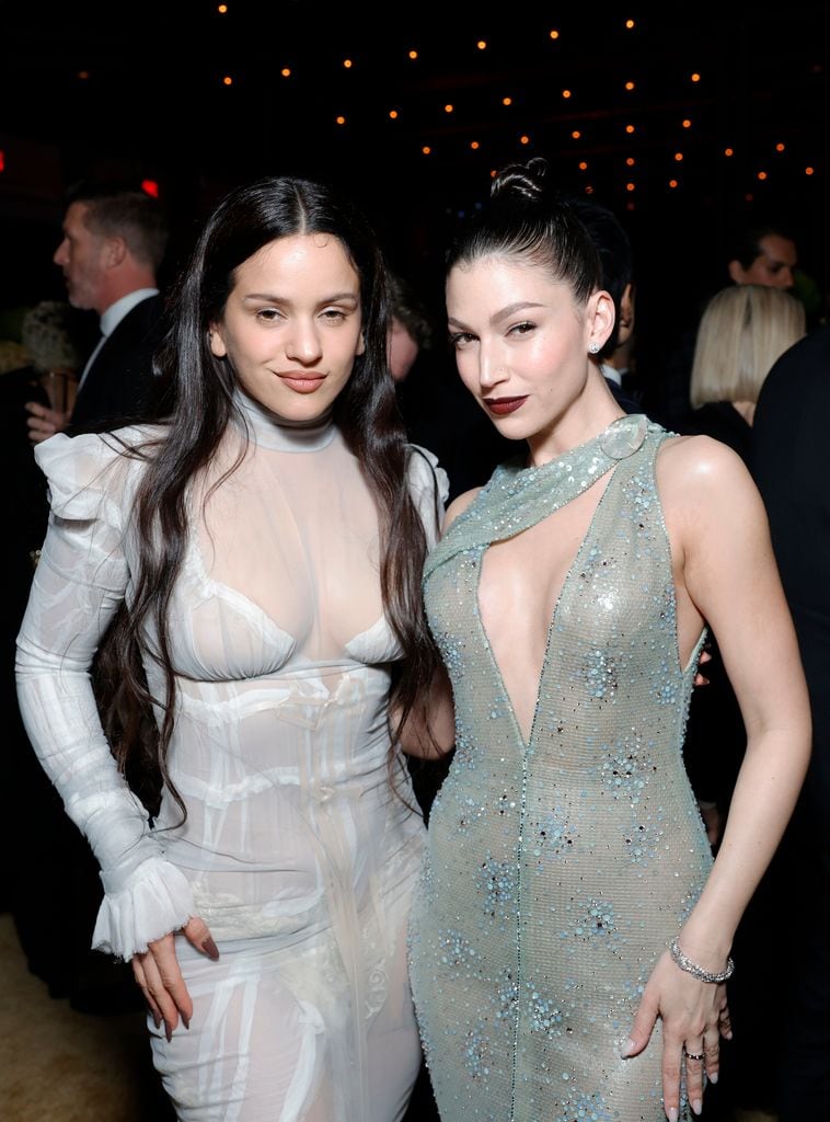 Rosalia and Ursula Corbero attend the 2025 Vanity Fair Oscar Party Hosted By Radhika Jones at Wallis Annenberg Center for the Performing Arts on March 02, 2025 in Beverly Hills, California. (Photo by Stefanie Keenan/VF25/WireImage for Vanity Fair)