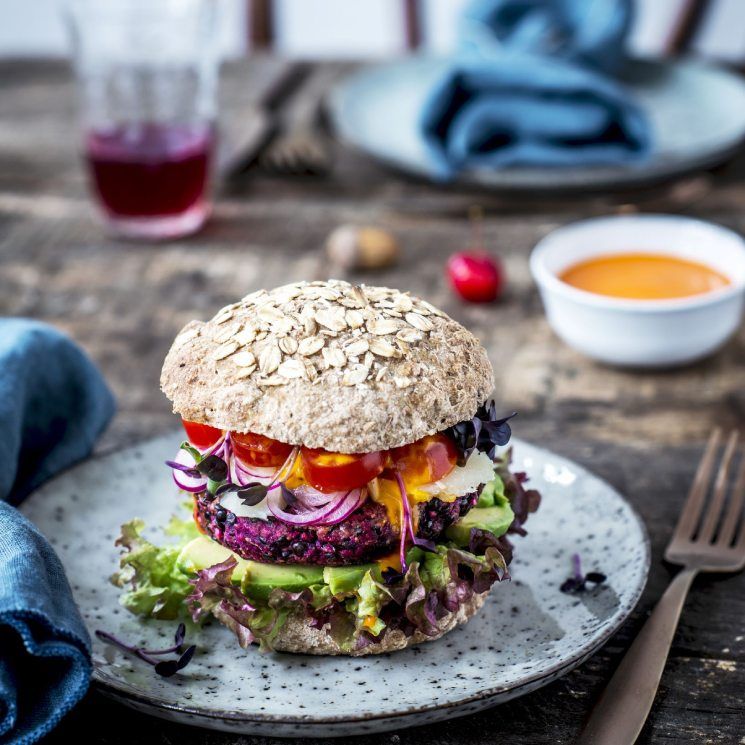 hamburguesa lentejas remolacha